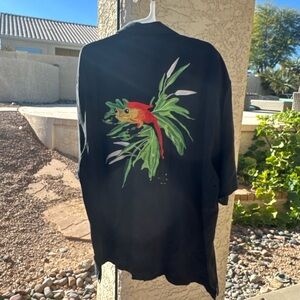 New The Frogman Clothing 100 Silk Black Frog Leaf Shirt XL U5